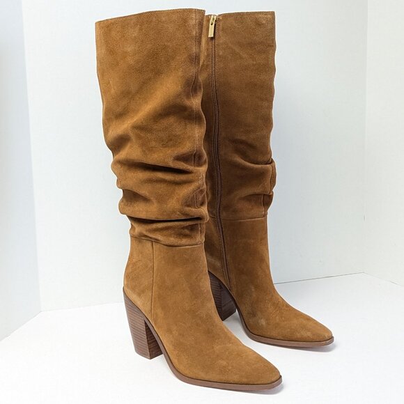 Vince Camuto Aprine Tall Slouch Boots, Golden Walnut, Women's 8.5 (Wide Calf) - Picture 1 of 10